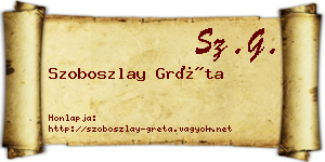 Szoboszlay Gréta névjegykártya